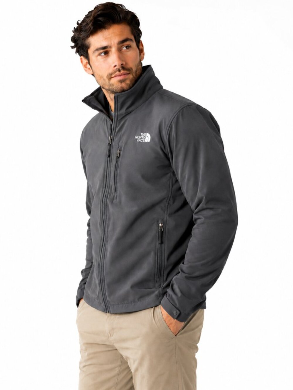 The North Face Men's Black Softshell Jacket M Regular Full Zip Zipped Pockets